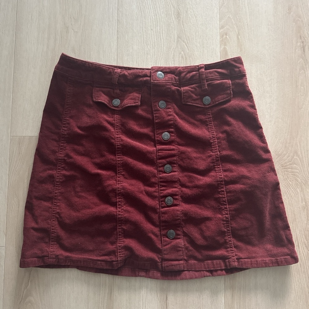 Mossimo Supply Co. Dark Red Button-Front Mini Skirt